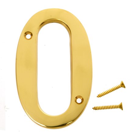 HY-KO 4In Solid Brass Number 0, 5PK A10490